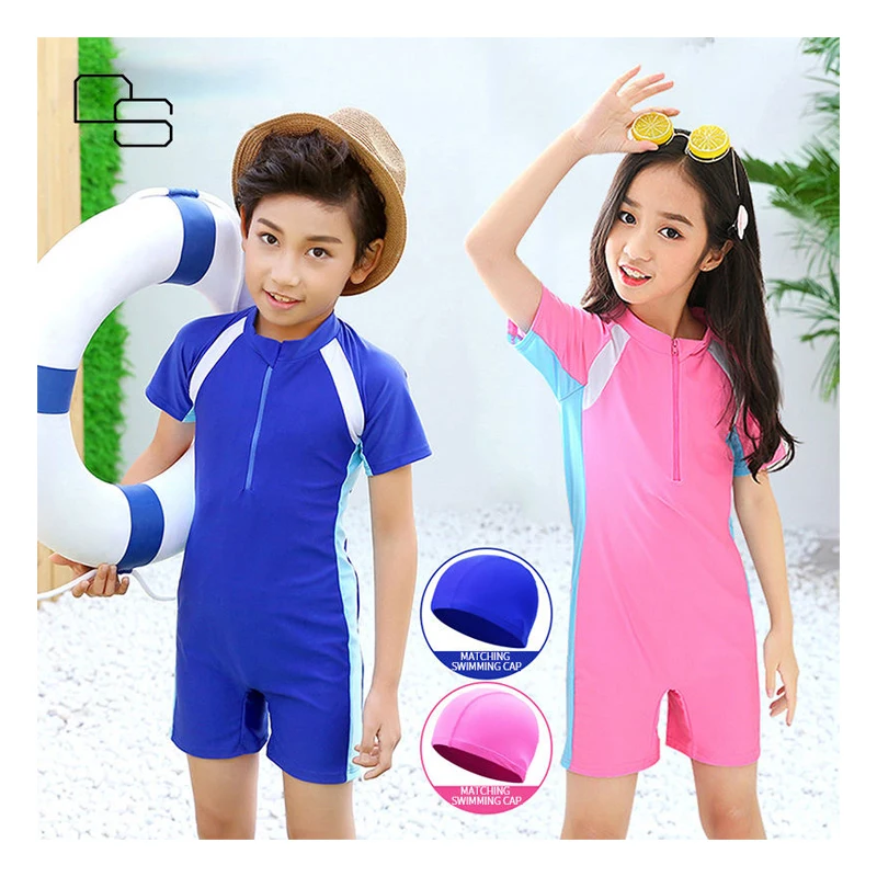 Custom Children Swimming Suit Lovely Pink Zipper Quick Dry Girl Swimwear Surfing Suit Bathing Kids One Piece Swimsuit