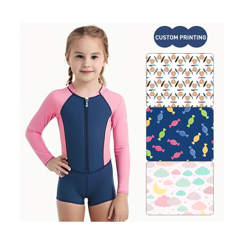 FIELD BALANCE Custom Children Swimsuit One Piece Long Sleeve Beachwear Wholesale Fashion Girls Swimwear Kids